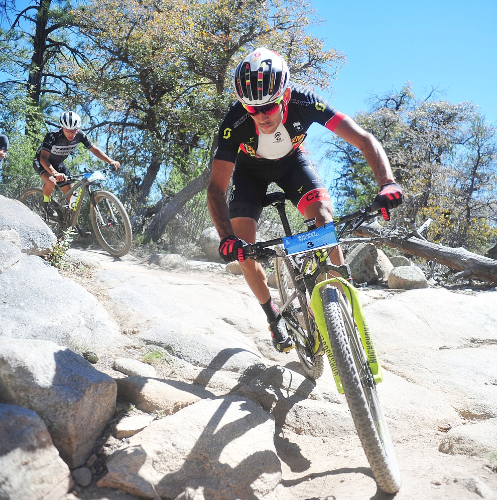 CZ Racing's Fernando Riveros during the Whiskey Off Road Pro 50-mile cross country mountain bike race in Prescott Sunday, April 28. (Les Stukenberg/Courier)