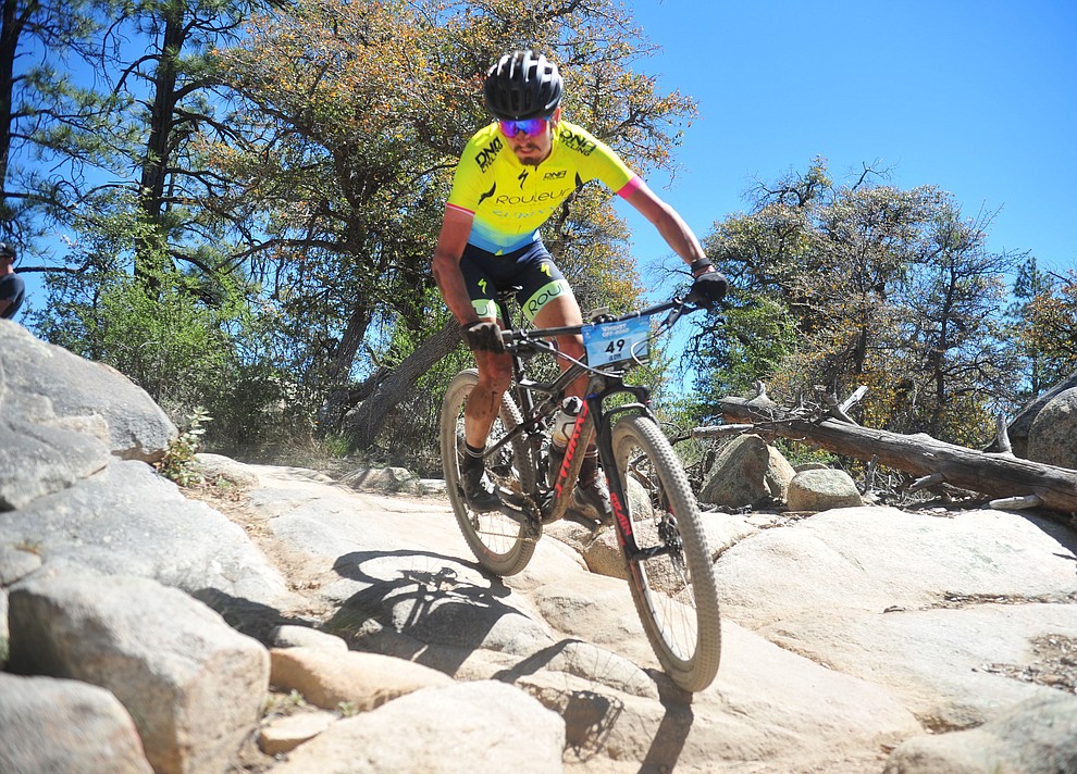 Cypress Gorry during the Whiskey Off Road Pro 50-mile cross country mountain bike race in Prescott Sunday, April 28. (Les Stukenberg/Courier)