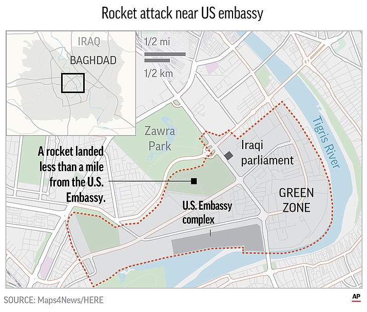 Map locates the Green Zone in Baghdad, Iraq. (AP map)