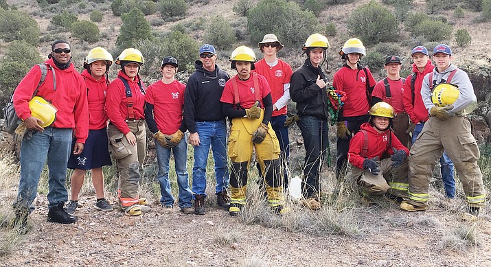 Valley Academy Fire Science Instructor Steve Darby, fifth from left, with his students. Courtesy photo