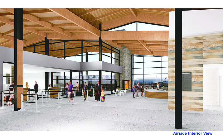 An airside interior view of the Prescott Airport terminal rendering. (Courtesy)