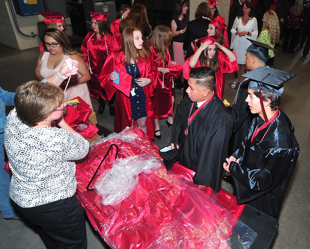 Students get some last minute essentials before Bradshaw Mountain High School graduated 334 students in a commencement ceremony Thursday, May 23 at the Findlay Toyota Center in Prescott Valley. (Les Stukenberg/Courier)