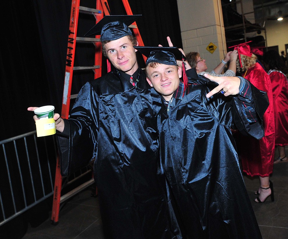 Robert Adams and Deiden Bennett before Bradshaw Mountain High School graduated 334 students in a commencement ceremony Thursday, May 23 at the Findlay Toyota Center in Prescott Valley. (Les Stukenberg/Courier)