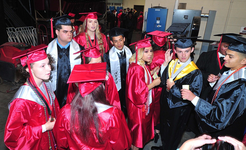 Students wait back stage before Bradshaw Mountain High School graduated 334 students in a commencement ceremony Thursday, May 23 at the Findlay Toyota Center in Prescott Valley. (Les Stukenberg/Courier)