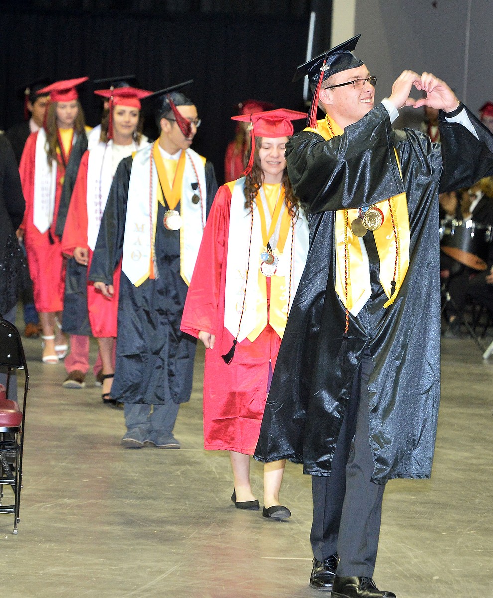 Students walk in the processional as Bradshaw Mountain High School graduated 334 students in a commencement ceremony Thursday, May 23 at the Findlay Toyota Center in Prescott Valley. (Les Stukenberg/Courier)