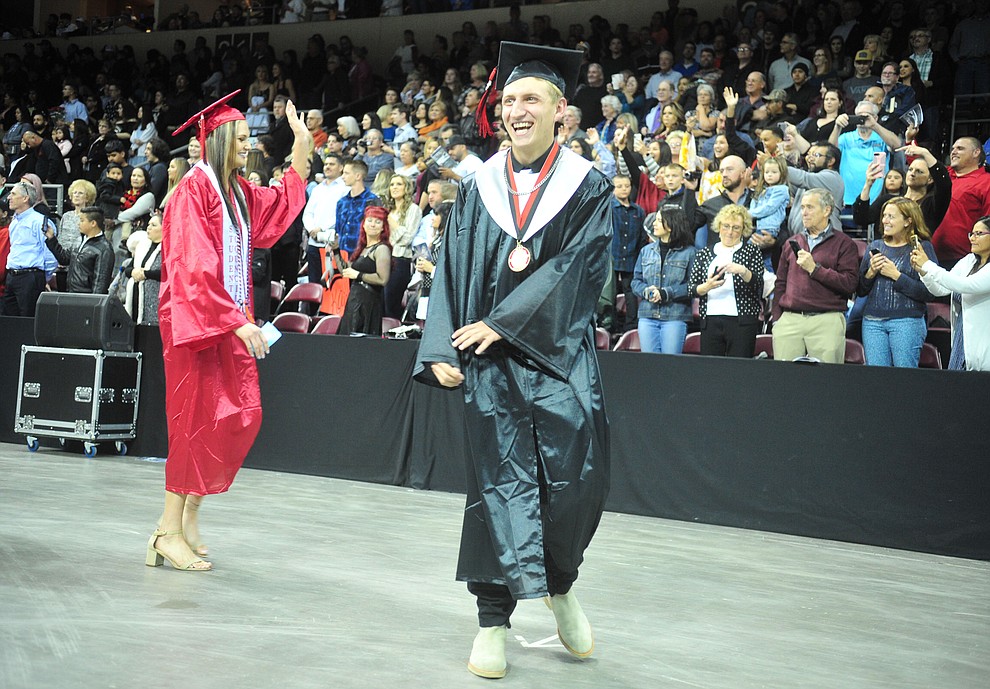 Students walk in the processional as Bradshaw Mountain High School graduated 334 students in a commencement ceremony Thursday, May 23 at the Findlay Toyota Center in Prescott Valley. (Les Stukenberg/Courier)
