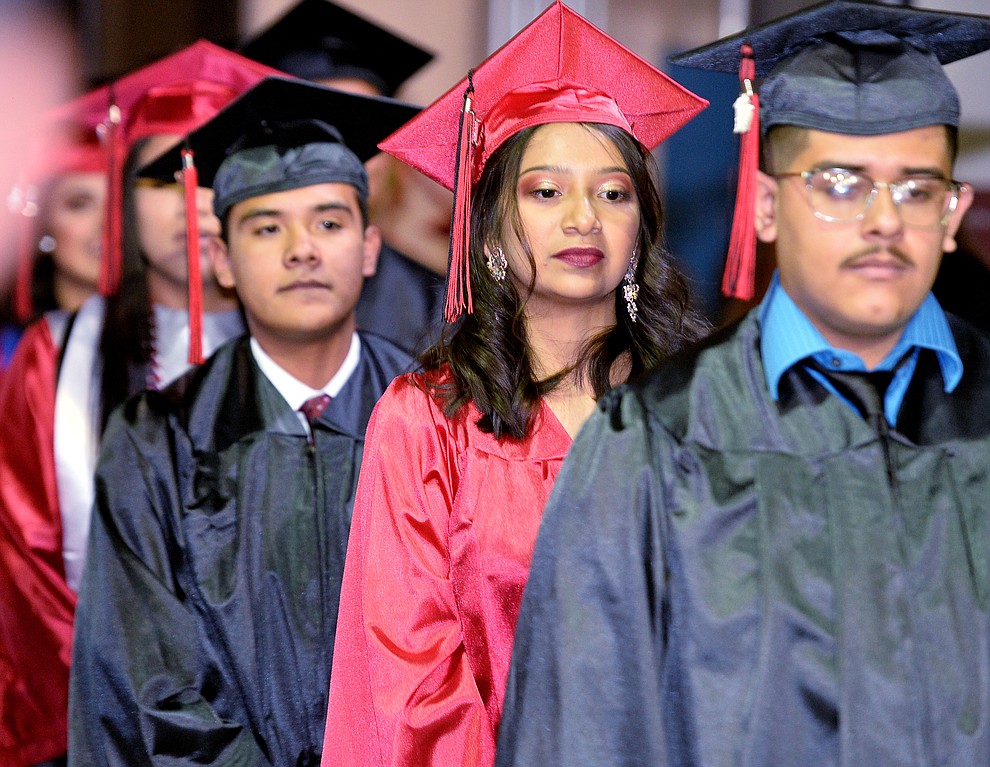 Students walk in the processional as Bradshaw Mountain High School graduated 334 students in a commencement ceremony Thursday, May 23 at the Findlay Toyota Center in Prescott Valley. (Les Stukenberg/Courier)