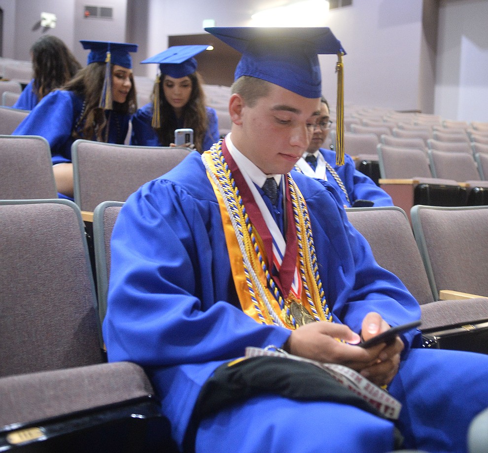 Colton Amos before Prescott High School graduated 301 students in a commencement ceremony Friday, May 24 on Bill Shepard Field in Prescott. (Les Stukenberg/Courier)