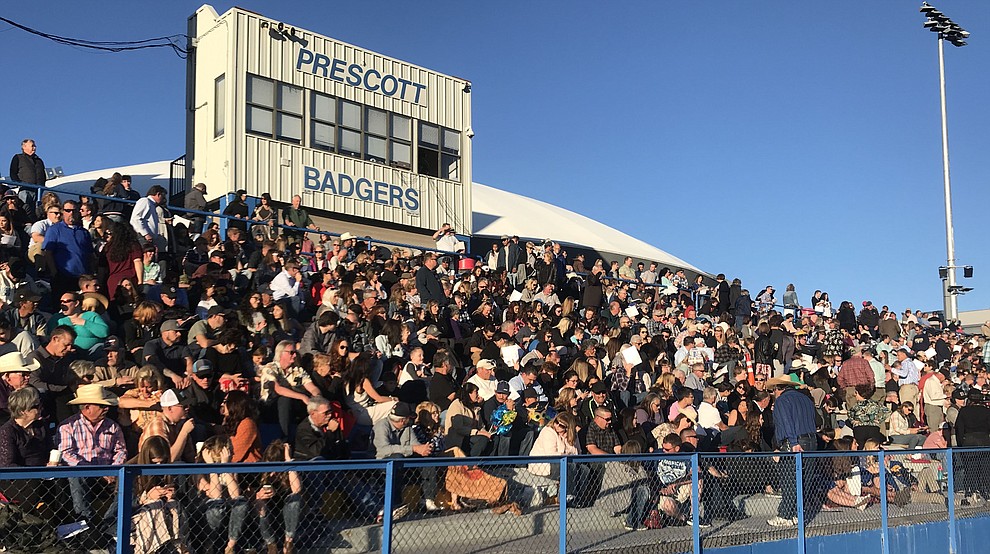 A capacity crowd watches as Prescott High School graduated 301 students in a commencement ceremony Friday, May 24 on Bill Shepard Field in Prescott. (Les Stukenberg/Courier)