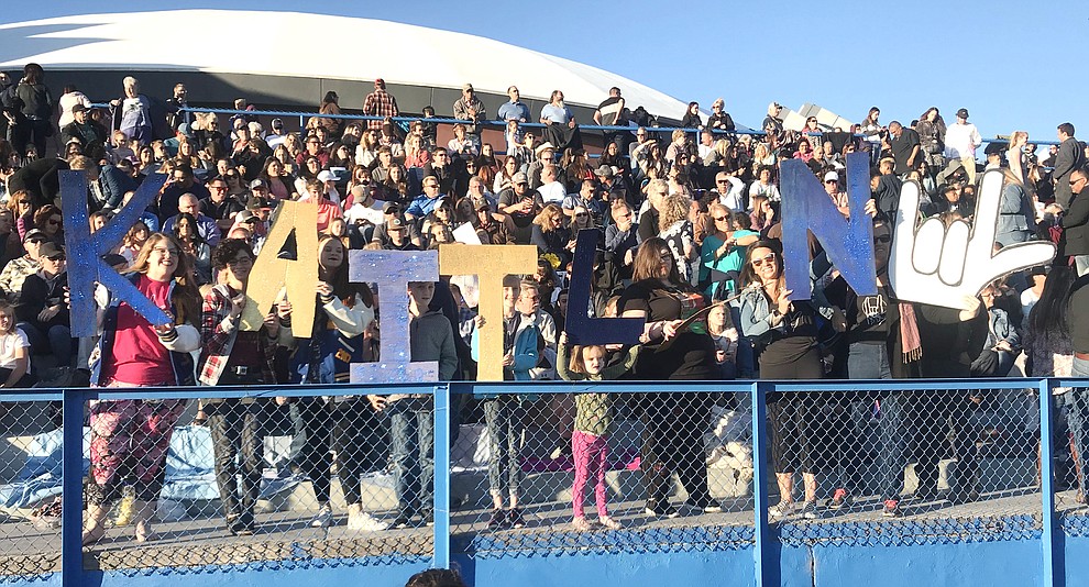 Family and friends of Kaitlyn Gagnon had it covered as Prescott High School graduated 301 students in a commencement ceremony Friday, May 24 on Bill Shepard Field in Prescott. (Les Stukenberg/Courier)