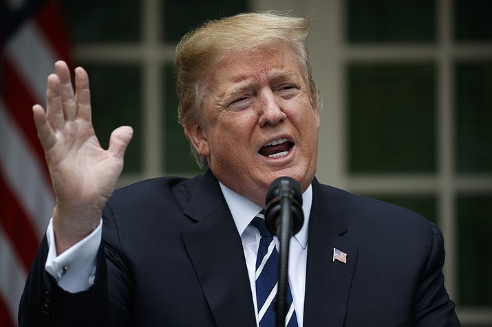 President Donald Trump delivers a statement in the Rose Garden of the White House, Wednesday, May 22, 2019, in Washington. (Evan Vucci/AP)