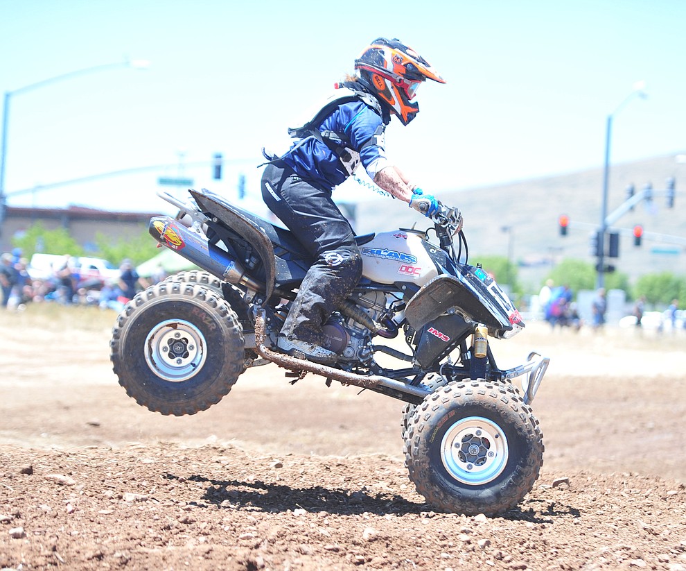 Quads were in action at the noon time hour during Arizona Off Road Promotion's Prescott Valley Grand Prix near the Findlay Toyota Center Saturday, May 25. in Prescott Valley. (Les Stukenberg/Courier)