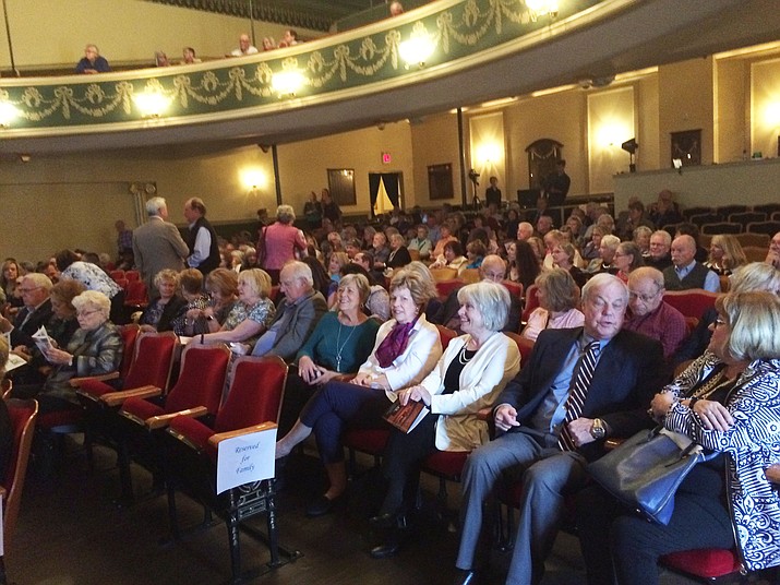 A crowd of more than 250 people gathered Sunday, May 26, 2019, to celebrate Elisabeth Ruffner at the Elks Theater in Prescott. (Nanci Hutson/Courier)