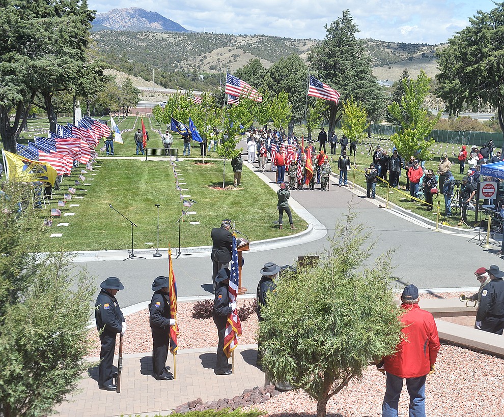 The colors are presented during the Memorial Day Ceremony at the National Cemetery Monday, May 27 in Prescott. (Les Stukenberg/Courier)