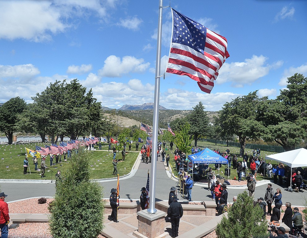 The colors are presented during the Memorial Day Ceremony at the National Cemetery Monday, May 27 in Prescott. (Les Stukenberg/Courier)