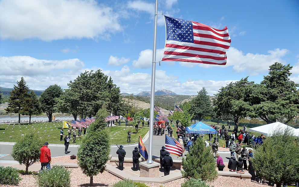 The colors are presented during the Memorial Day Ceremony at the National Cemetery Monday, May 27 in Prescott. (Les Stukenberg/Courier)