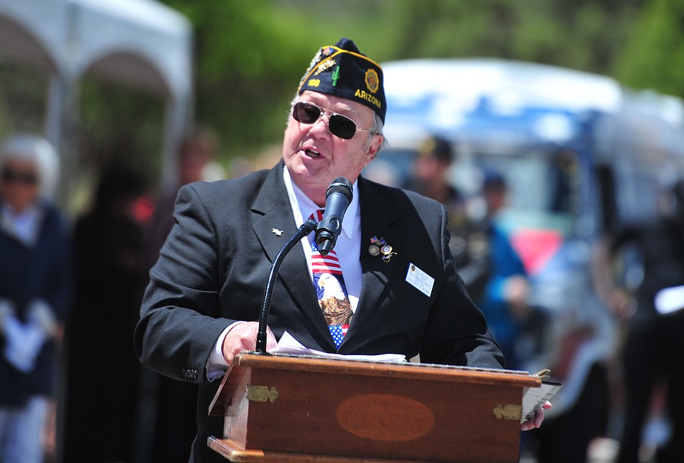 United States Air Force veteran Doug Keller speaks during the Memorial Day Ceremony at the National Cemetery Monday, May 27 in Prescott. (Les Stukenberg/Courier)