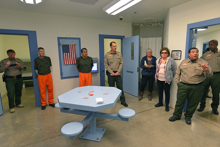 The Navajo County Sheriff’s Office opened a new pod at the jail called the Housing Unit for Military Veterans, where veterans will have access to services while in custory. Above: The view from one end of the pod. The doors open to two bedrooms with a bunk bed in each. (Todd Roth/NHO)