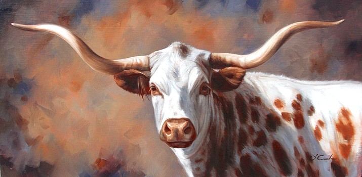 The Longhorn of the Law by Jennifer O’Cualain, 8 x 16, oil