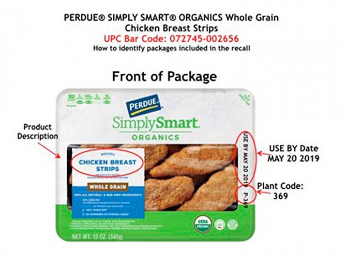 Perdue is warning people to check their freezers to see if they have any of the 31,000 or so pounds of ready-to-eat chicken that have been recalled because the product might contain pieces of bone. (Yavapai County Community Health Services/Courtesy)