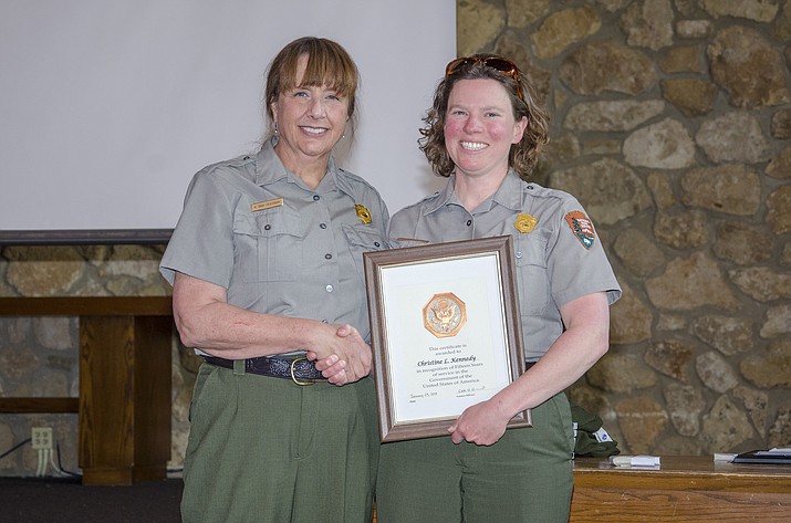 Christine Kennedy is recognized for 15 years of service with the National Park Service May 22. (Mike Quinn/NPS)