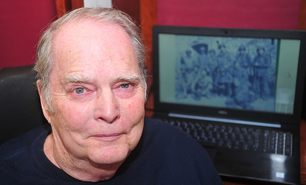 Prescott resident Bill Morrison has been traveling to the Normandie region of France since 1949 at his Prescott home Tuesday, May 21. (Les Stukenberg/Courier)