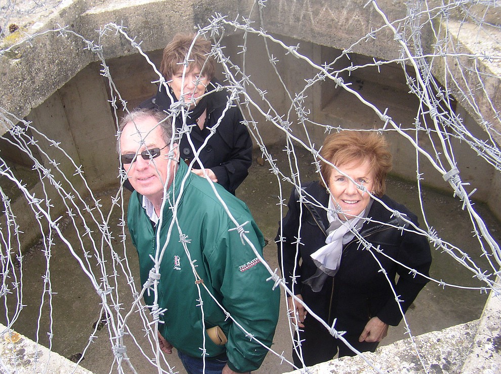 Gary Gift, Rita Rabalino and Pat Morrisson in a bunker on Utah Beach during a 2009 tour of the Normandie region of France. (Bill Morrison/Courtesy photo)
