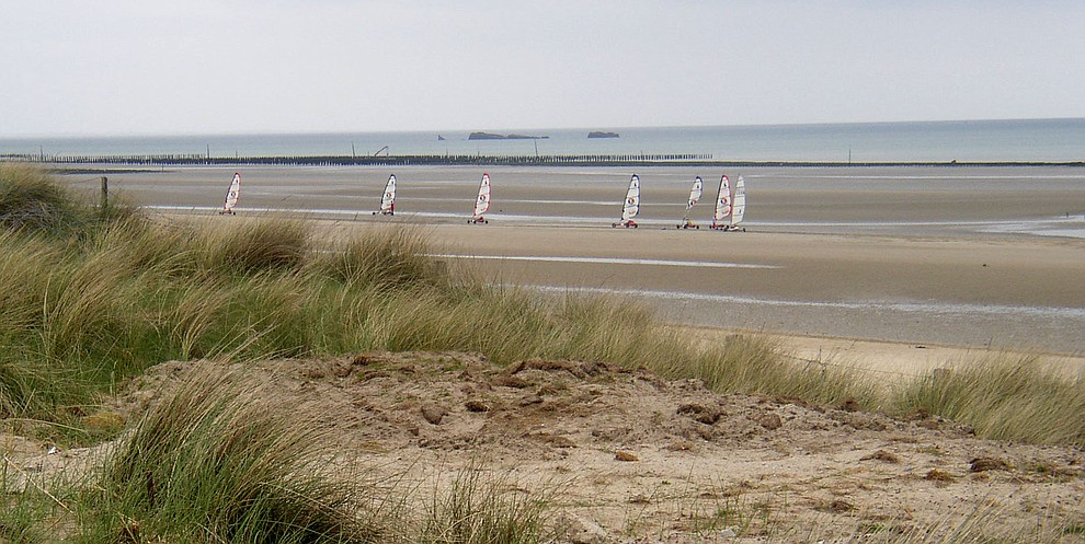 Sand yachts race on Utah Beach during a 2009 tour of the Normandie region of France. (Bill Morrison/Courtesy photo)