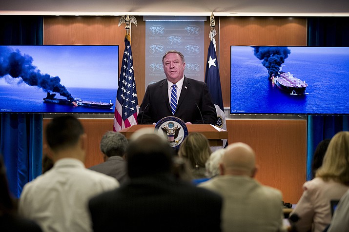 Secretary of State Mike Pompeo speaks at the State Department, Thursday in Washington. (Alex Brandon/AP)