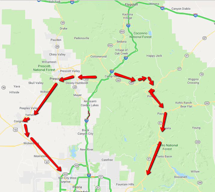 Directions To Interstate 17 Update: I-17 Now Open In Both Directions After Brush Fire | The Daily  Courier | Prescott, Az