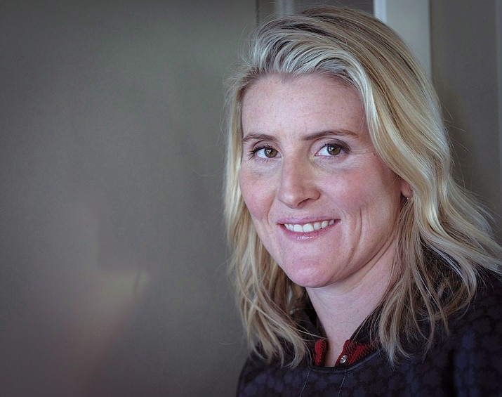 Hayley Wickenheiser poses for a portrait in Calgary, Alberta, Wednesday, Jan. 11, 2017. Canadian women's hockey star Hayley Wickenheiser is expected to headline the Hockey Hall of Fame's class of 2019 that could also include Daniel Alfredsson among the former NHL player inductees. (Jeff McIntosh/The Canadian Press via AP)