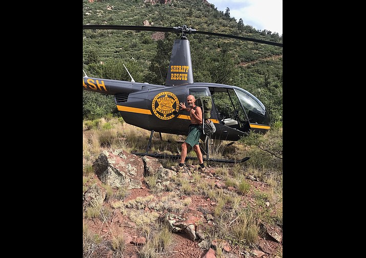 John Saville gets ready to load Rescue 1 after getting lost hiking north of Prescott June 25. (YCSO/photo)