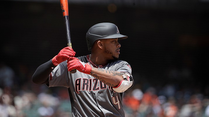 Arizona's Ketel Marte bats against San Francisco during a game in San Francisco, Saturday, May 25, 2019. Marte was announced as the starter at second base for the National League for next month's All-Star game. (AP Photo/Jeff Chiu)