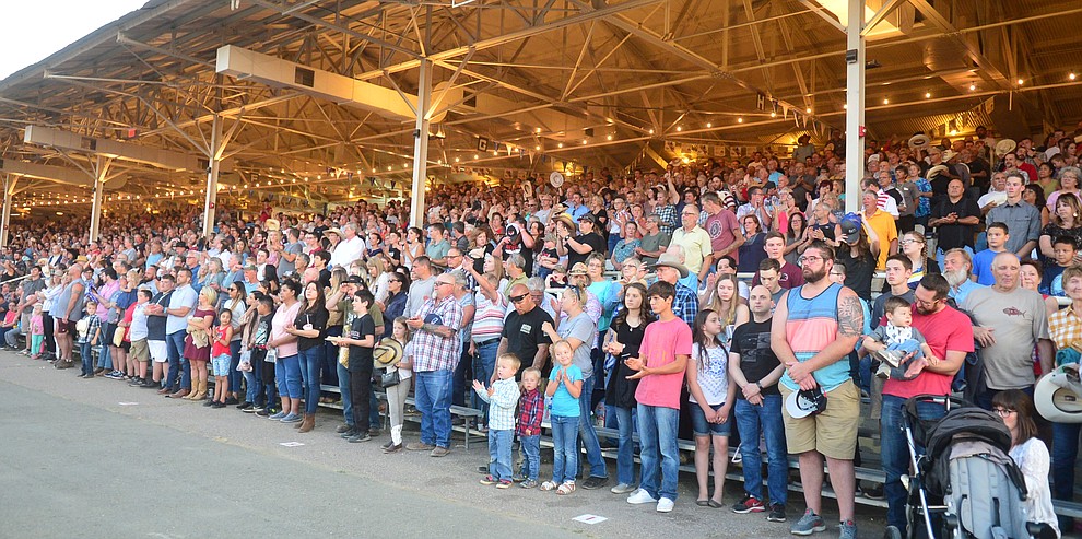 A capacity crowd was onhand for the third performance of the Prescott Frontier Days Rodeo Wednesday July 3, 2019. (Les Stukenberg/Courier)