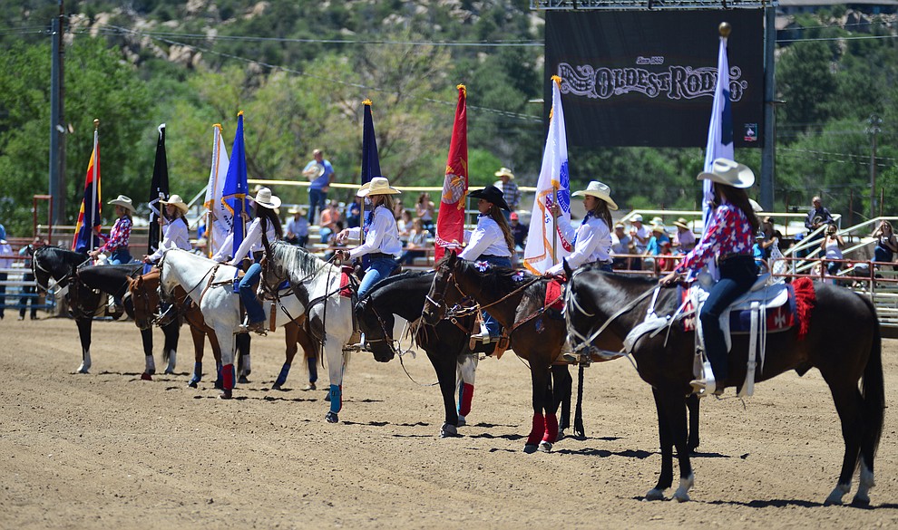 Service members from all the branches of the military branches were honored during the fourth performance of the Prescott Frontier Days Rodeo Thursday July 4, 2019. (Les Stukenberg/Courier)