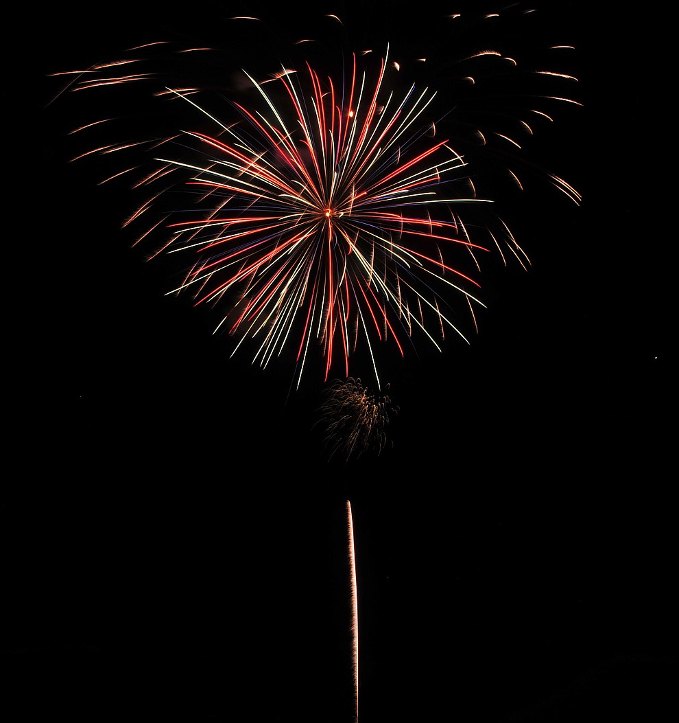 Fireworks explode at the City of Prescott's Watson Lake Fourth of July Celebration Thursday July 4, 2019. (Les Stukenberg/Courier)