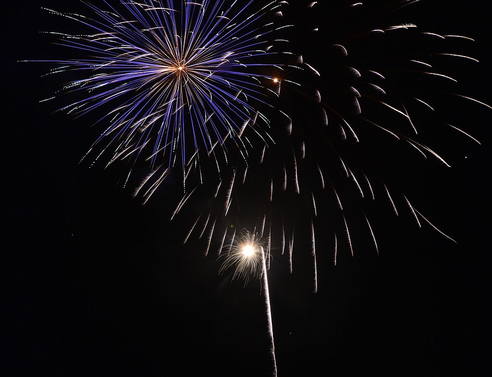 Fireworks explode at the City of Prescott's Watson Lake Fourth of July Celebration Thursday July 4, 2019. (Les Stukenberg/Courier)