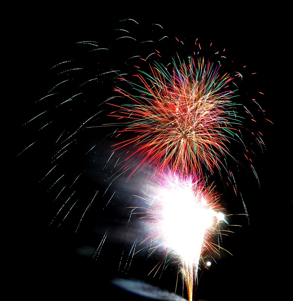 Fireworks explode at the City of Prescott's Watson Lake Fourth of July Celebration Thursday July 4, 2019. (Les Stukenberg/Courier)