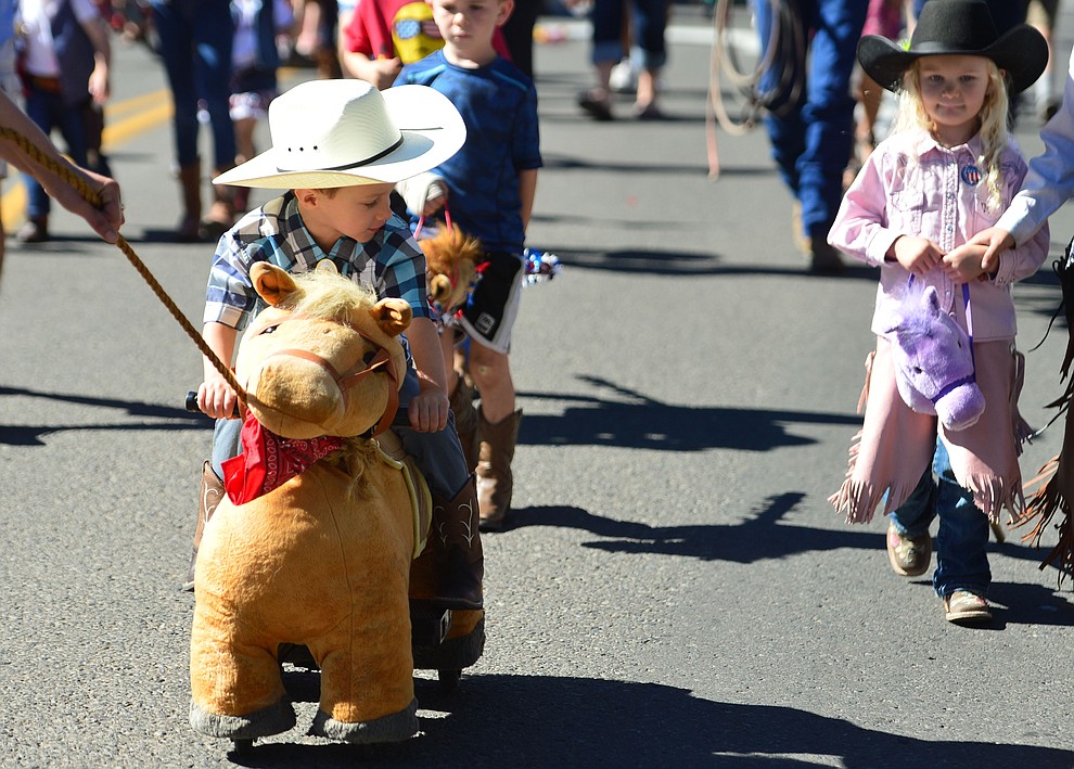 Riding down the street during the 78th annual Kiwanis Kiddie Parade along Cortez Street in downtown Prescott Friday July 5, 2019. (Les Stukenberg/Courier)