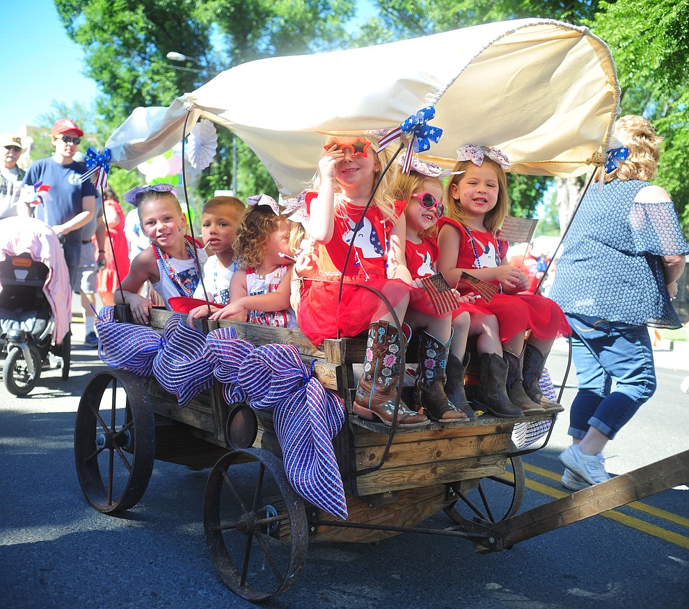 The Weedon family during the 78th annual Kiwanis Kiddie Parade along Cortez Street in downtown Prescott Friday July 5, 2019. (Les Stukenberg/Courier)