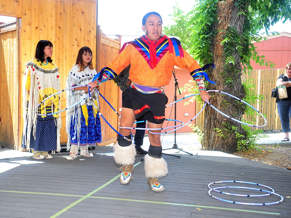 Hoop dancers perform at the Prescott Indian Arts Market at the Sharlot Hall Museum Saturday July 13, 2019. For a short video of the event go to dCourier.com..The show continues Sunday. (Les Stukenberg/Courier)