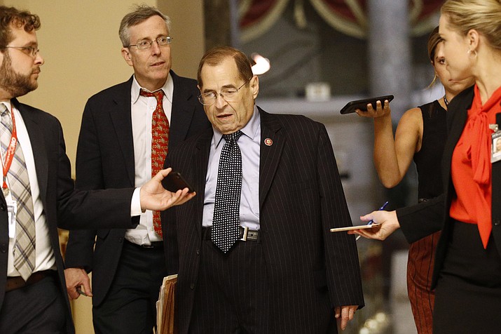 House Judiciary Committee Chair Jerrold Nadler, D-N.Y., walks to the House Chamber, Tuesday, July 16, 2019, on Capitol Hill in Washington. (AP Photo/Patrick Semansky)