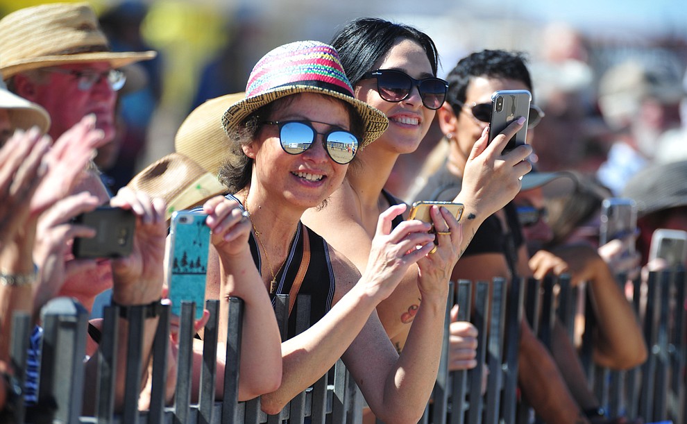 A large crowd was on hand for to watch weiner dog racing action at Arizona Downs in Prescott Valley Saturday July 20, 2019. (Les Stukenberg/Courier)