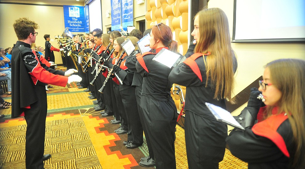The Bradshaw Mountain High School marching band plays as the Humboldt Unified School District held their 5th convocation at the Prescott Resort Friday, August 2, 2019. (Les Stukenberg/Courier)