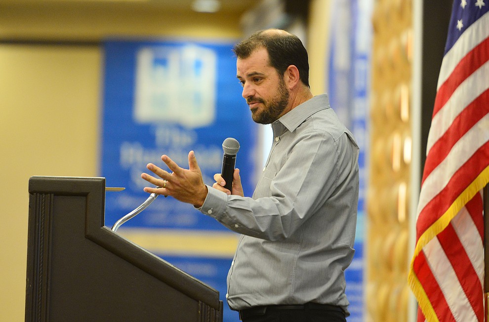 Humboldt Unified School District Governing Board President Ryan Gray speaks the the district held their 5th convocation at the Prescott Resort Friday, August 2, 2019. (Les Stukenberg/Courier)