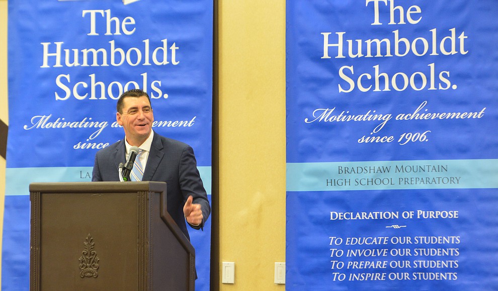 Humboldt Unified School District Superintendent Dan Streeter speaksas the district held their 5th convocation for 805 employees at the Prescott Resort Friday, August 2, 2019. (Les Stukenberg/Courier)