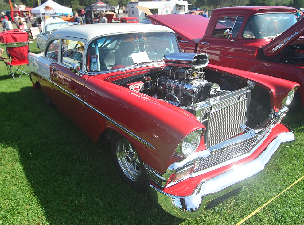 1956 Chevrolet on display at the 45th Annual Prescott Antique Auto Club Watson Lake Car Show Saturday, August 3, 2019, in Prescott. The show continues Sunday from 8 a.m. to 3 p.m. (Les Stukenberg/Courier)