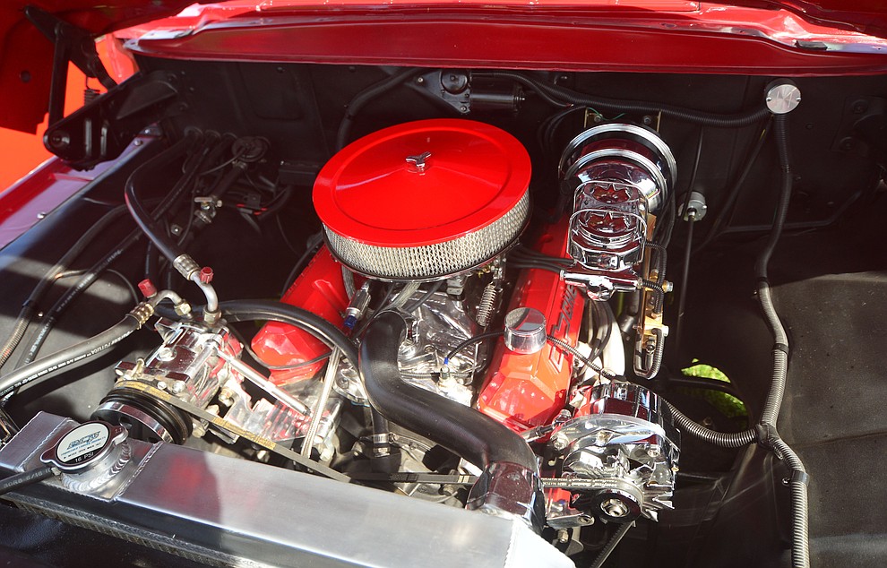 A Chevy engine in a 1960 Ford F100 at the 45th Annual Prescott Antique Auto Club Watson Lake Car Show Saturday, August 3, 2019, in Prescott. The show continues Sunday from 8 a.m. to 3 p.m. (Les Stukenberg/Courier)