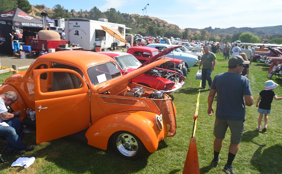 Cars, rucks and even a mototrcycle or two at the 45th Annual Prescott Antique Auto Club Watson Lake Car Show Saturday, August 3, 2019, in Prescott. The show continues Sunday from 8 a.m. to 3 p.m. (Les Stukenberg/Courier)