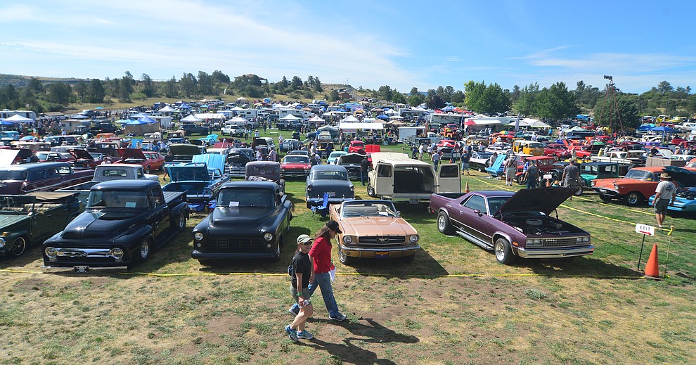 Cars, rucks and even a mototrcycle or two at the 45th Annual Prescott Antique Auto Club Watson Lake Car Show Saturday, August 3, 2019, in Prescott. The show continues Sunday from 8 a.m. to 3 p.m. (Les Stukenberg/Courier)